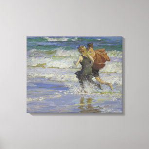 Lienzo Niños en la playa (por Edward Henry Potthast)