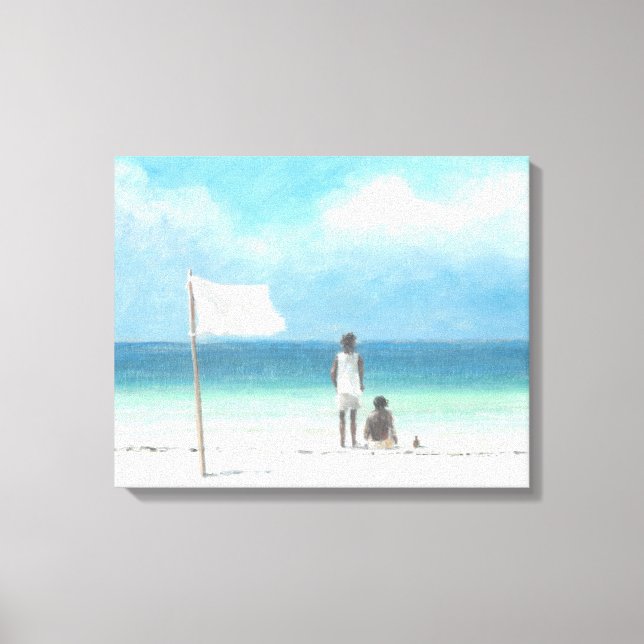 Lienzo Niños en las playas de Kenia (Anverso)