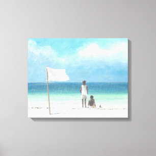 Lienzo Niños en las playas de Kenia