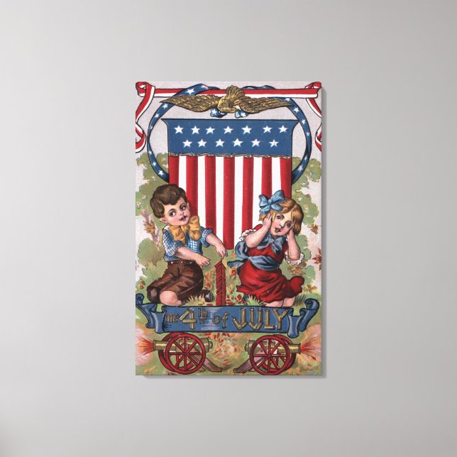 Lienzo Niños iluminando fuegos artificiales (Anverso)