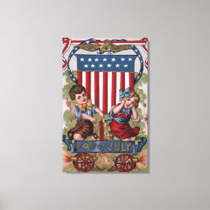 Lienzo Niños iluminando fuegos artificiales