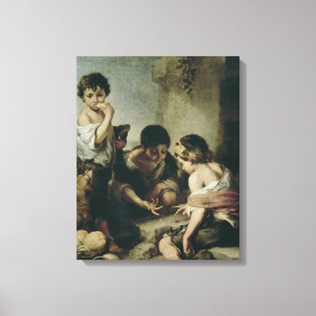 Lienzo Niños jugando a los dados, c.1670-75 (Anverso)