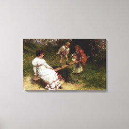 Lienzo Niños jugando en un Seesaw (por Frederick Morgan)