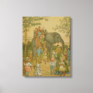 Lienzo Niños montando en el elefante (litho)