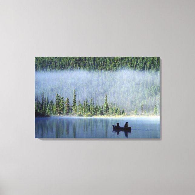 Lienzo Niños pescando en el lago Waterfowl, Banff Nationa (Anverso)