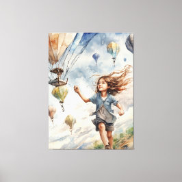 Lienzo niños volando cometas