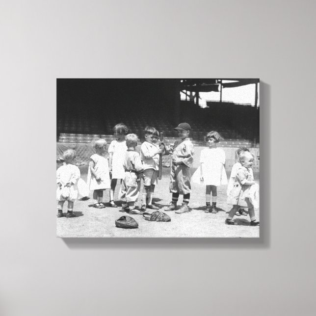 Lienzo Niños y Chicas en el campo de béisbol (Anverso)