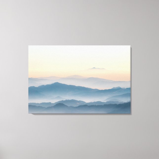 Lienzo Niveles de niebla, colinas y montañas (Anverso)