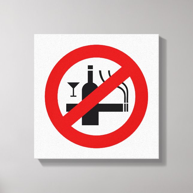 Lienzo NO fumar alcohol ⚠ Rótulo tailandés ⚠ (Anverso)
