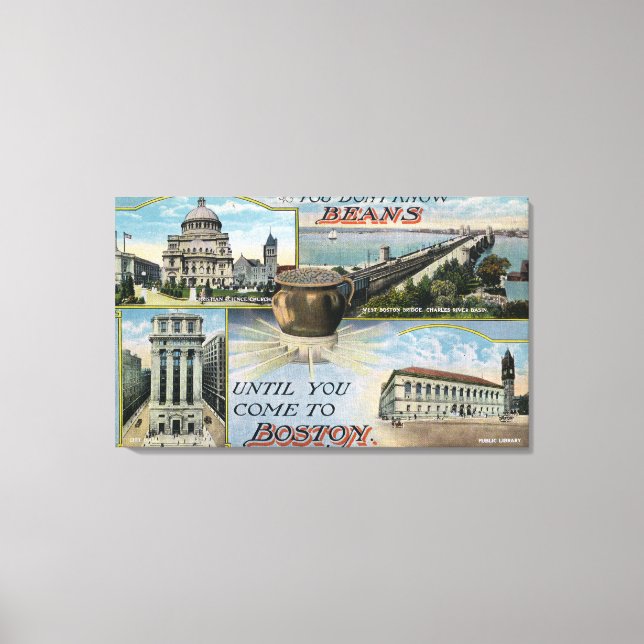 Lienzo No sabes frijoles, vistas escénicas de Boston (Anverso)