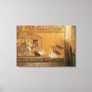 Lienzo Noah que toma los animales en la arca, mosaico en