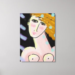 Lienzo Noche 2: Retrato digital abstracto de una mujer