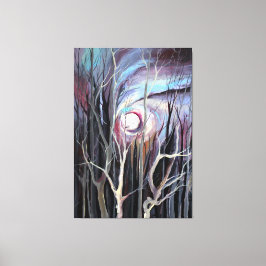 Lienzo Noche de invierno fría con pintura lunar completa