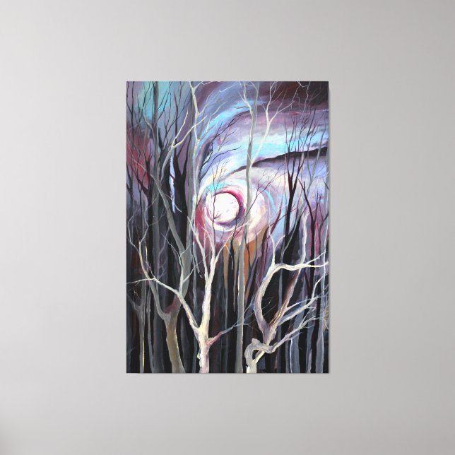 Lienzo Noche de invierno fría con pintura lunar completa (Anverso)