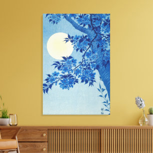 Lienzo Noche de la luna Árbol azul luna