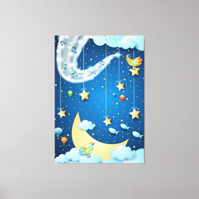 Lienzo Noche de música y luna grande (Anverso)