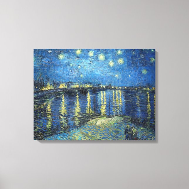Lienzo Noche De Vincent Van Gogh Starry Sobre El Ródano 1 (Anverso)