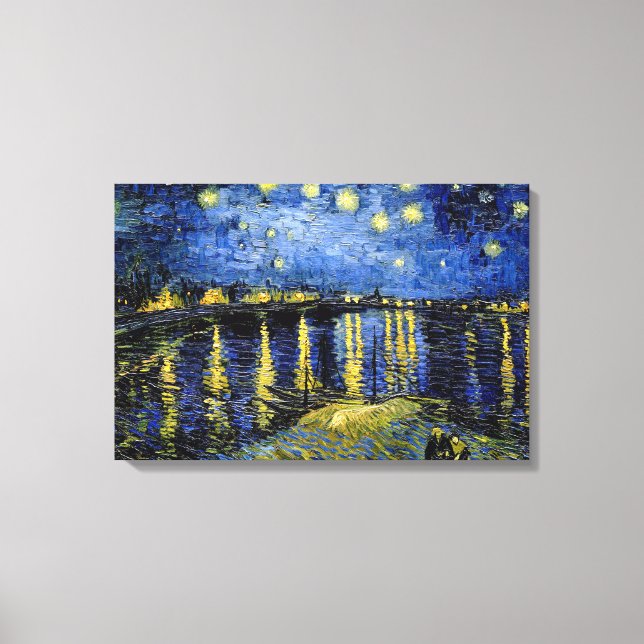 Lienzo Noche De Vincent Van Gogh Starry Sobre El Ródano 1 (Anverso)