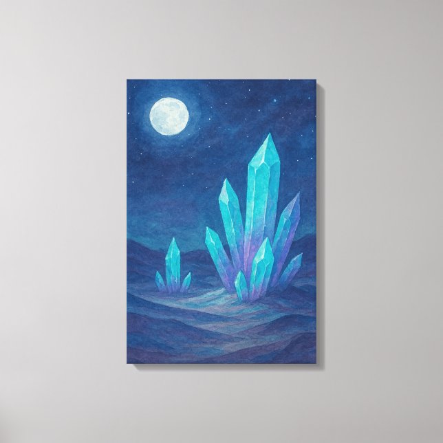 Lienzo Noche del desierto acuarela con cristales (Anverso)