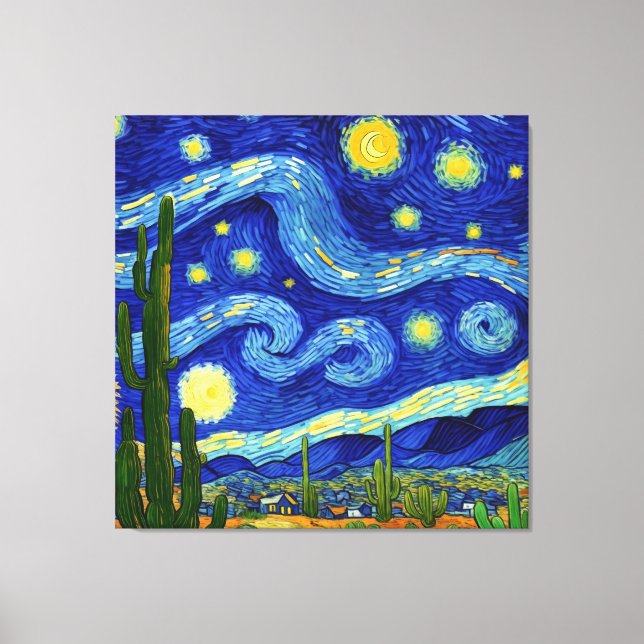 Lienzo Noche estrellada al estilo del desierto Van Gogh (Anverso)