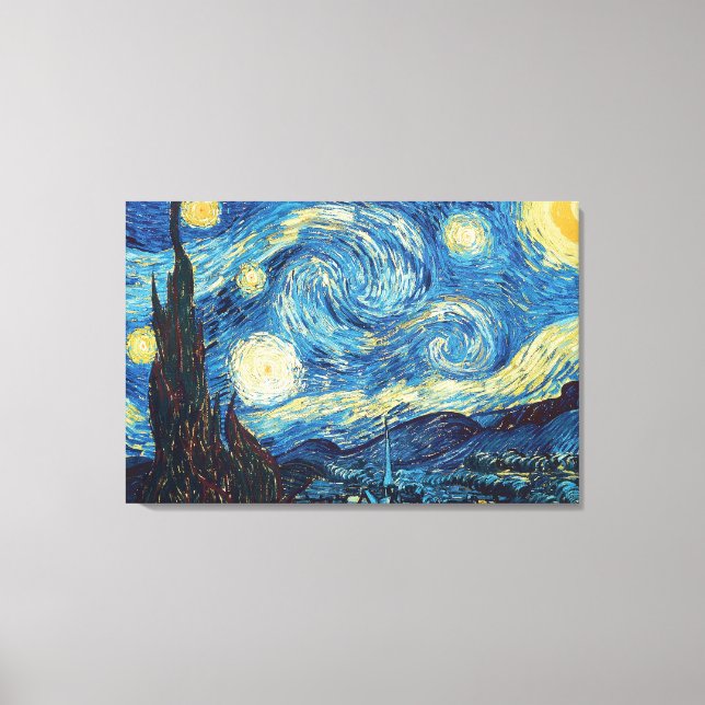 Lienzo Noche estrellada de Van Gogh Clásico Azul Obra Mae (Anverso)