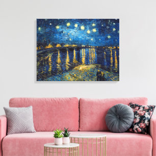 Lienzo Noche estrellada en el Ródano Van Gogh