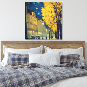 Lienzo Noche estrellada en la avenida Andrássy, Budapest