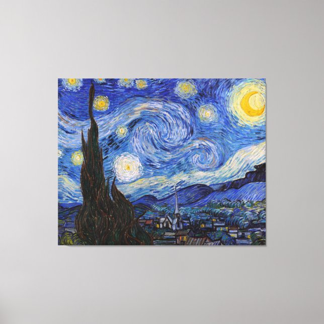 Lienzo Noche estrellada: Saint Remy de Vincent Van Gogh (Anverso)