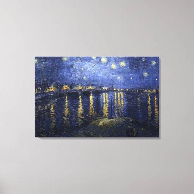Lienzo Noche estrellada sobre el Ródano (Anverso)