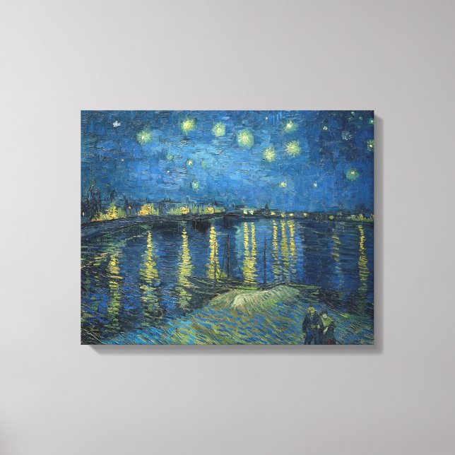 Lienzo Noche estrellada sobre el Ródano (1888) Vincent va (Anverso)