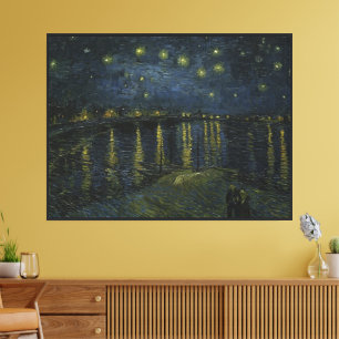 Lienzo Noche estrellada sobre el Ródano, pintura al óleo 