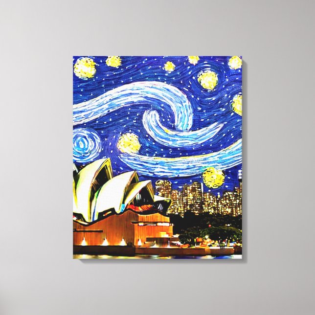 Lienzo Noche estrellada Sydney Australia Casa de la Ópera (Anverso)