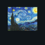 Lienzo Noche estrellada| Vincent Van Gogh<br><div class="desc">Dibujo artístico de la noche Starry (1889) del artista holandés Vincent Van Gogh. La obra original es un aceite sobre lienzo que representa un enérgico cielo nocturno post-impresionista en tonalidades de azul y amarillo. Haga clic en Personalizar para cambiar el tamaño del lienzo o personalizar el diseño.</div>