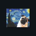 Lienzo Noche estrellada Vincent Van Gogh Cute Pug Dog<br><div class="desc">Si amas a Vincent van Gogh y Pugs,  ¡esta obra de arte es para ti! Genial como regalo.</div>