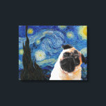 Lienzo Noche estrellada Vincent Van Gogh Cute Pug Dog<br><div class="desc">Si amas a Vincent van Gogh y Pugs,  ¡esta obra de arte es para ti! Genial como regalo.</div>