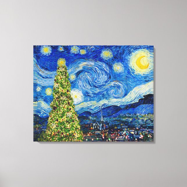 Lienzo Noche Van Gogh Starry - Árbol de Navidad (Anverso)