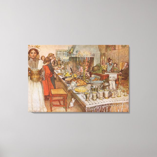 Lienzo Nochebuena de Carl Larsson, Vacaciones Antiguas (Anverso)