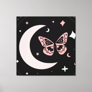 Lienzo Noches de Sueños Lunares y Mariposas
