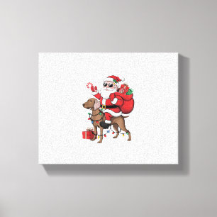 Lienzo Noches iluminando Santa Riding Weimaraner Dog Chri