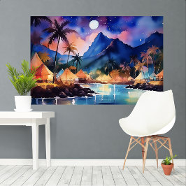 Lienzo Noches tropicales 2 acuarela XL art