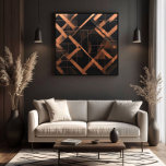 Lienzo Nocturnal Amber Geometry<br><div class="desc">An abstract composition of geometric lines in copper tones crossing elegantly over a deep,  sophisticated background. The artwork conveys movement,  balance,  and modernity,  making it ideal for contemporary spaces seeking luxury,  artistic depth,  and striking visual identity.</div>