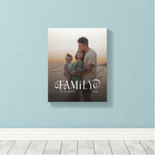 Lienzo Nombre de foto personalizado de familia de escritu