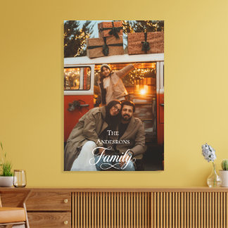 Lienzo Nombre de foto personalizado de familia de escritu
