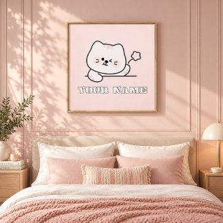 Lienzo Nombre de gato guiñando personalizado lindo