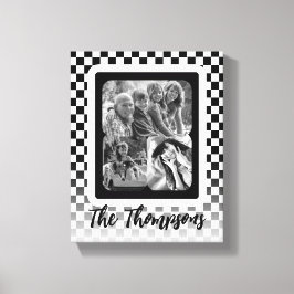 Lienzo Nombre de la familia de Collages de fotos blancos 