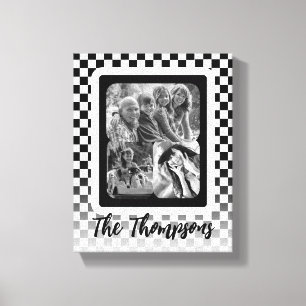 Lienzo Nombre de la familia de Collages de fotos blancos 