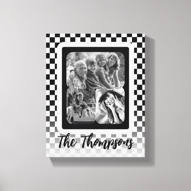 Lienzo Nombre de la familia de Collages de fotos blancos  (Anverso)