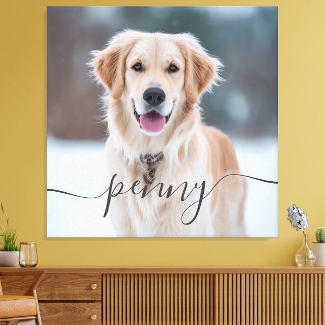 Lienzo Nombre de Mascota Personalizado Foto Escritura Ele (Insitu (Sala de estar))
