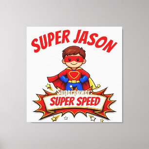 Lienzo Nombre de superhéroe personalizado para niños