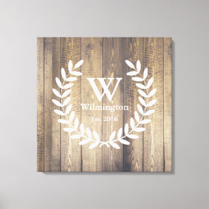Lienzo Nombre familiar de la granja Rustic Barn Wood Laur